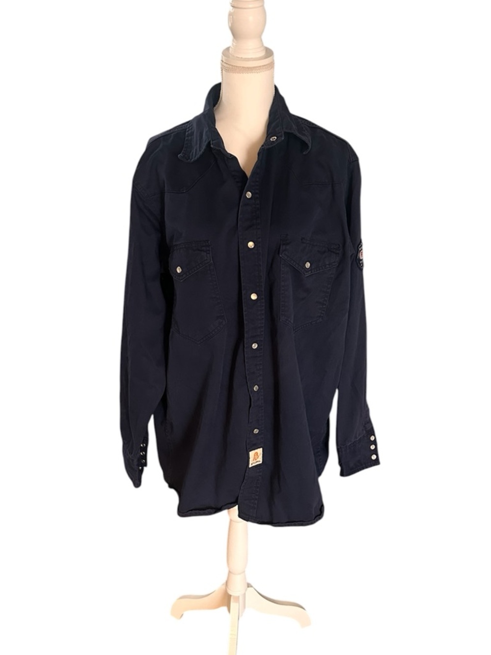 Bocomal FR Work Shirt Flame Resistant Navy NFPA 2112 CAT 2 Fire Resistant, XL